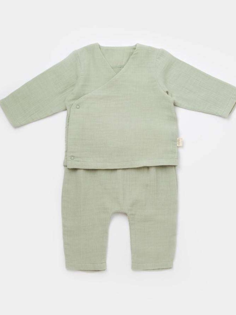 Organic Cotton Baby Outfit Set Green 12-18M GOTS 2 Pc Top Pants - Picture 2 of 8